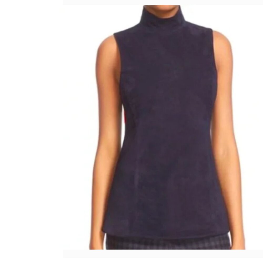 Theory Eulia Lambskin Suede Sleeveless "Eulia" Top Size L